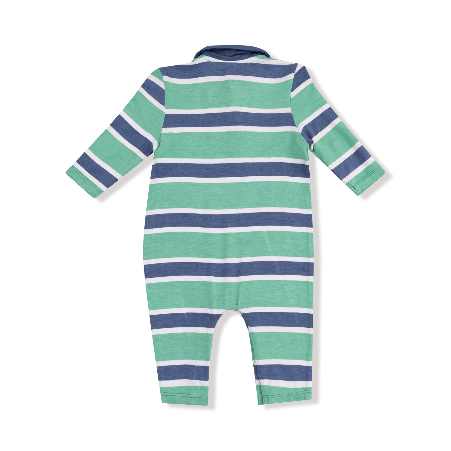 Rugby Stripe - Green and Navy - Polo Romper