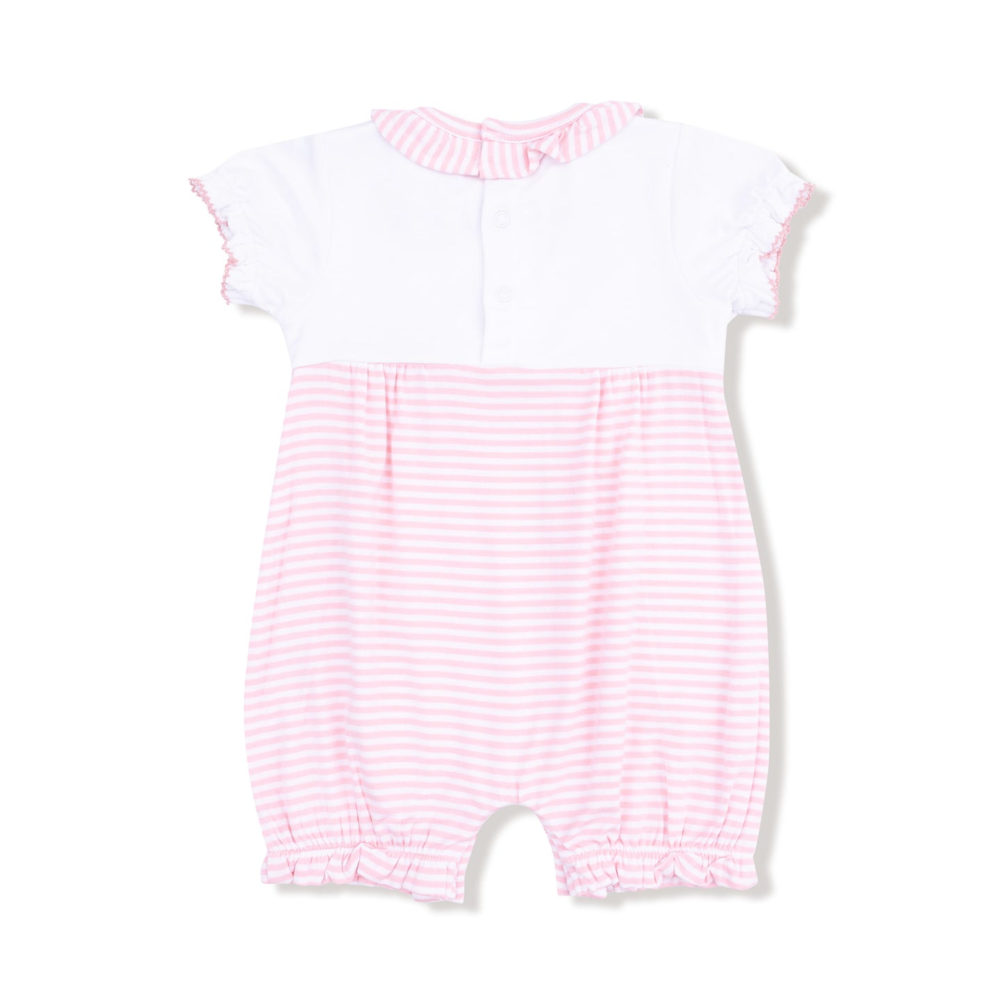 Baby Golf Carts - Pink - Ruffle Collar Romper w/ Piping and Picot