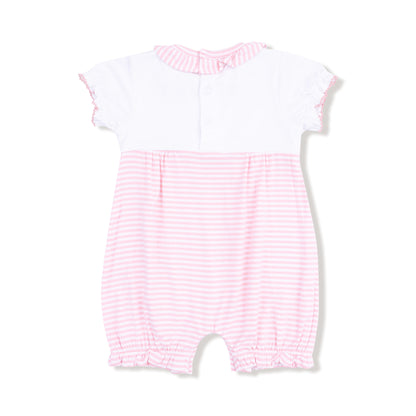 Baby Golf Carts - Pink - Ruffle Collar Romper w/ Piping and Picot