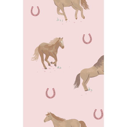 Horses - Pink  - 2 Way Zipper Ruffle Back Footie