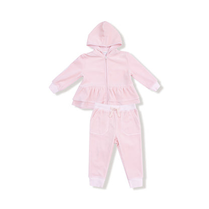 Velour Teddy Bear - Zip Peplum Hoodie + Jogger
