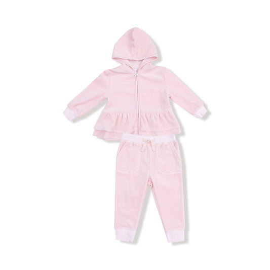 Velour Teddy Bear - Zip Peplum Hoodie + Jogger