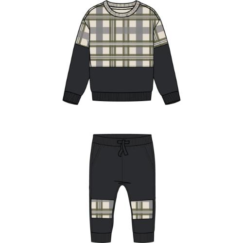 2 PCS SET: L/S TOP AND PANT KNIT-BLACK