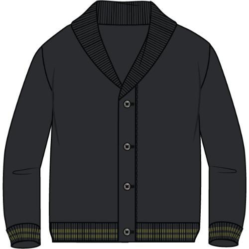 L/S SWEATER CARDIGAN KNIT-BLACK