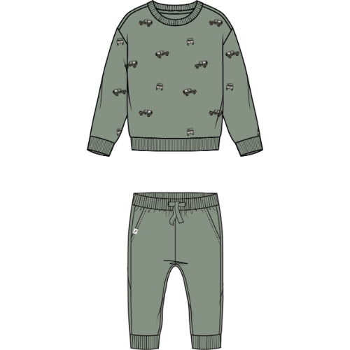 2 PCS SET: L/S TOP AND PANT KNIT-GREEN DUSTY