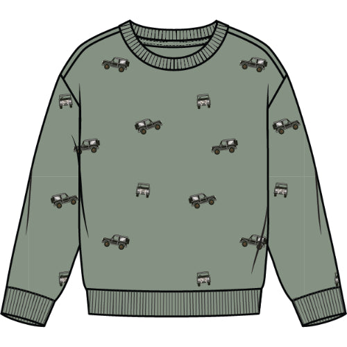 L/S SWEATSHIRT TOP KNIT-GREEN DUSTY