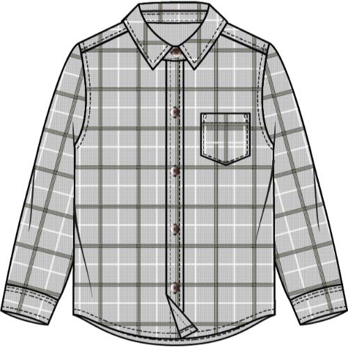 L/S TOP WOVEN-GREY LT.