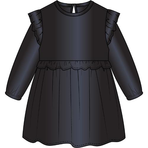L/S VELOUR DRESS KNIT-BLACK