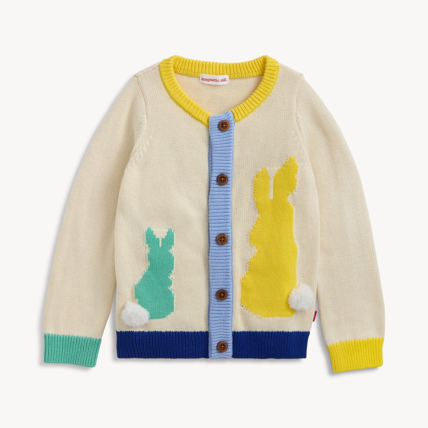 INTARSIA CARDIGAN W BUNNY YELLOW NECK