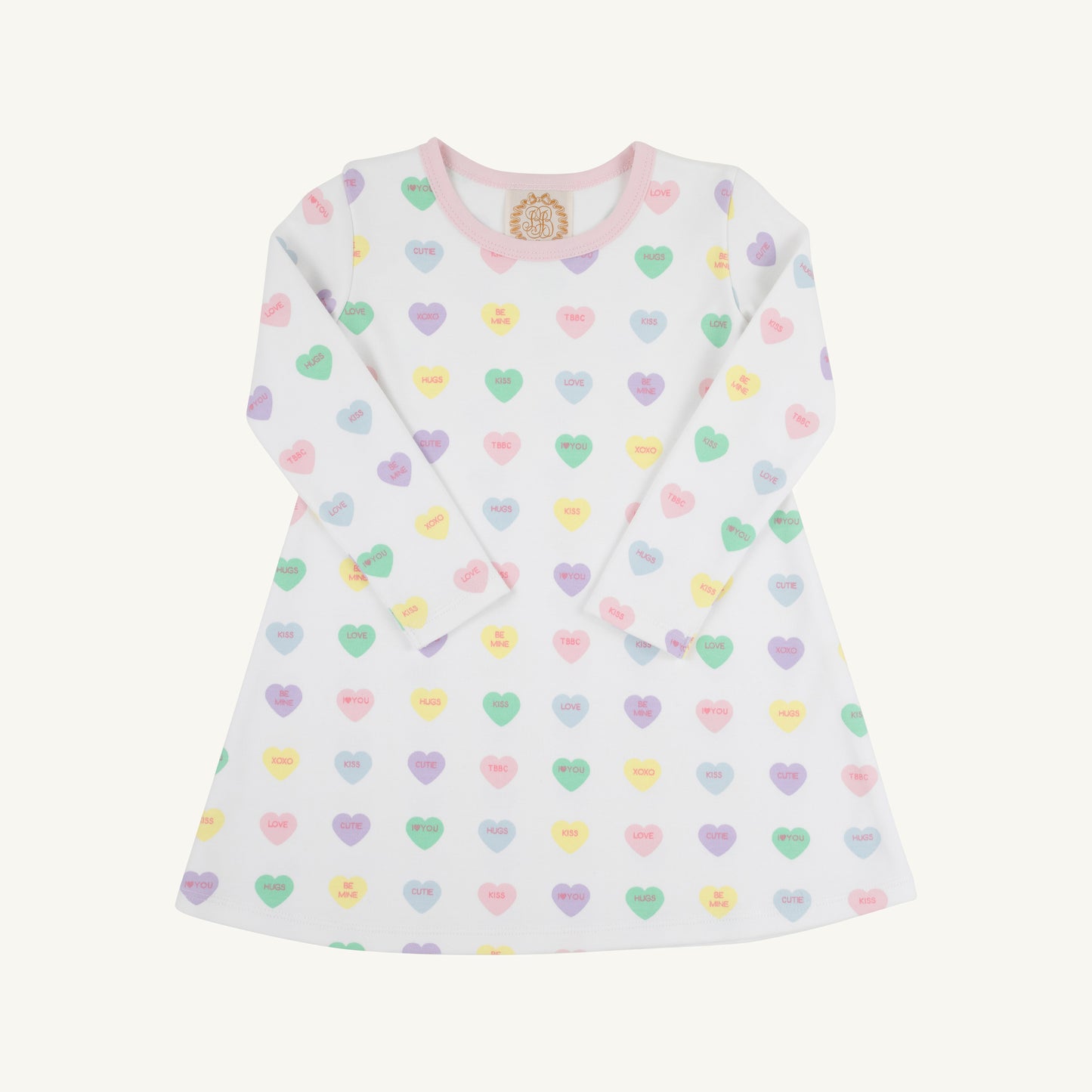 Long Sleeve Polly Play Dress We Heart You/Palm Beach Pink
