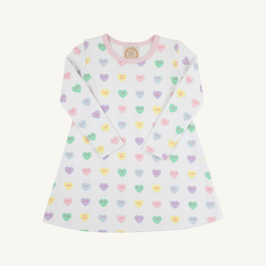 Long Sleeve Polly Play Dress We Heart You/Palm Beach Pink