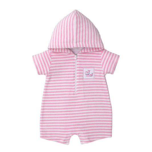 Pink and White Stripe Terry romper