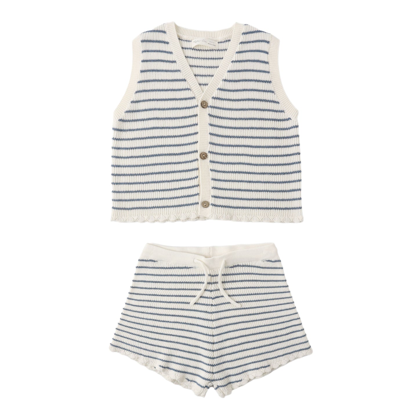 KNIT VEST SET MARINE STRIPE