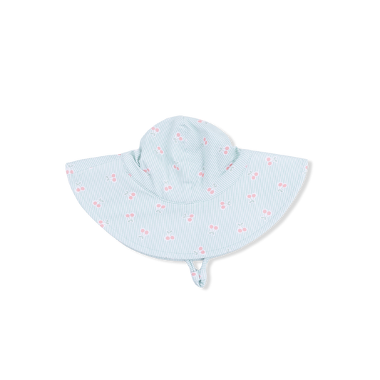 Tiny Cherry Stripe - Wide Brim Sun Hat