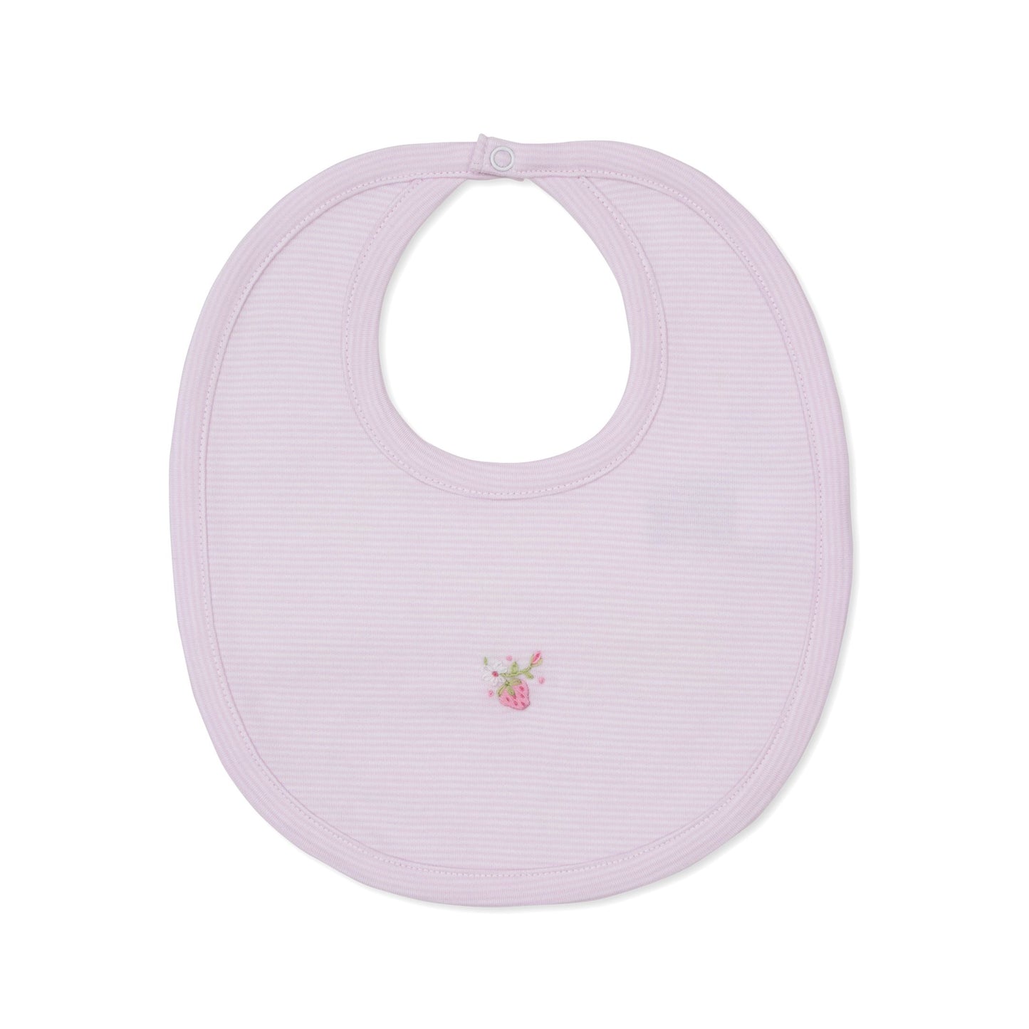 Bib Pink Stripe w/Hand Emb Strawberry