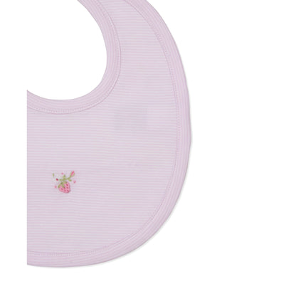 Bib Pink Stripe w/Hand Emb Strawberry