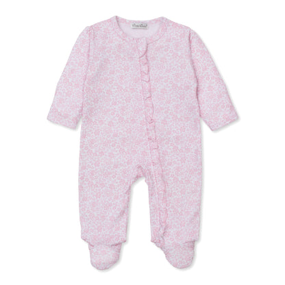 Country Gardens Print Zip Footie Pink