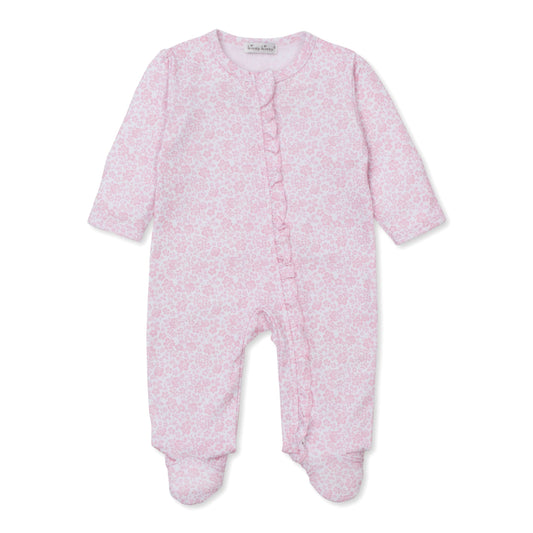 Country Gardens Print Zip Footie Pink