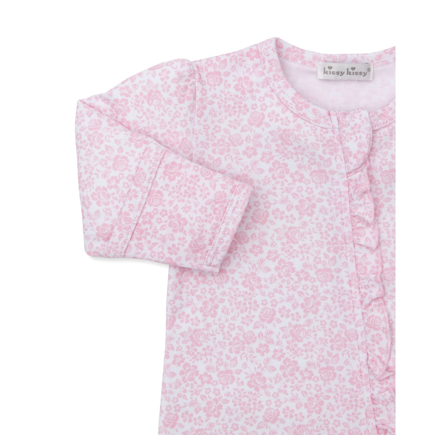 Country Gardens Print Zip Footie Pink