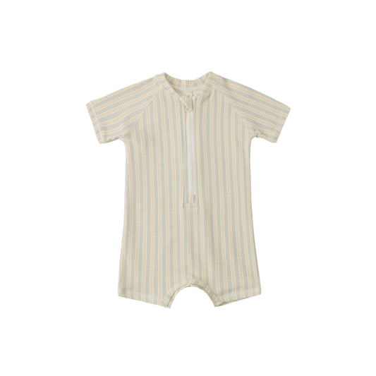 ZIP RASHGUARD ONE-PIECE BLUE + BUTTERSCOTCH STRIPE