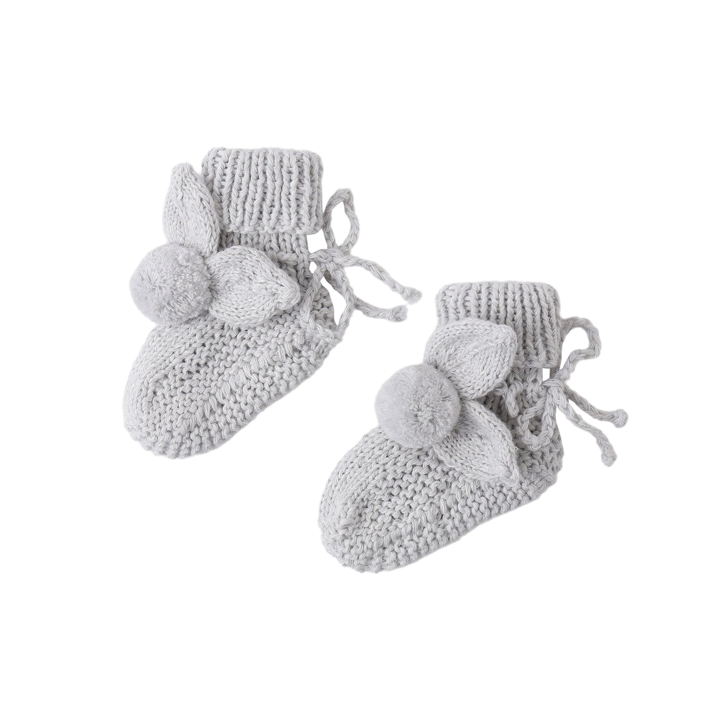 BUNNY KNIT BOOTIES HEATHERED SKY