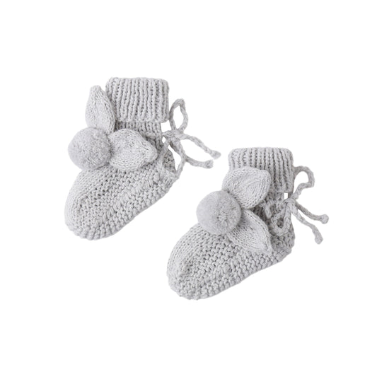 BUNNY KNIT BOOTIES HEATHERED SKY