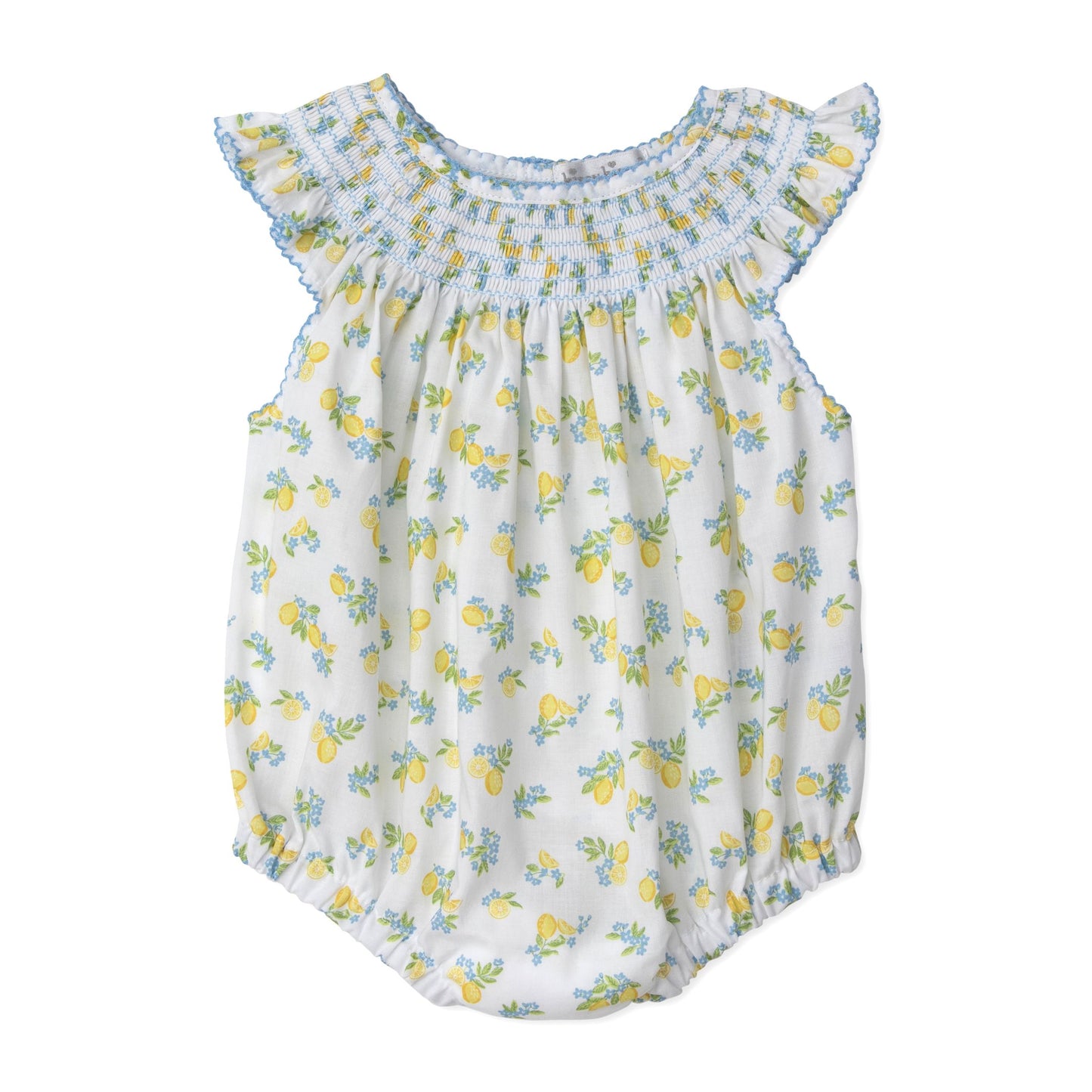 Lemon Blossoms Print Smocked Bubble