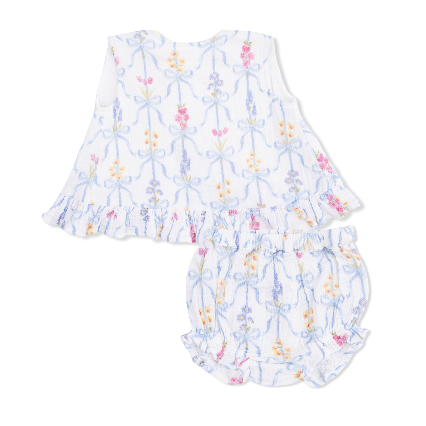 Ribbon Bouquets - Ruffle Back Top And Bloomer