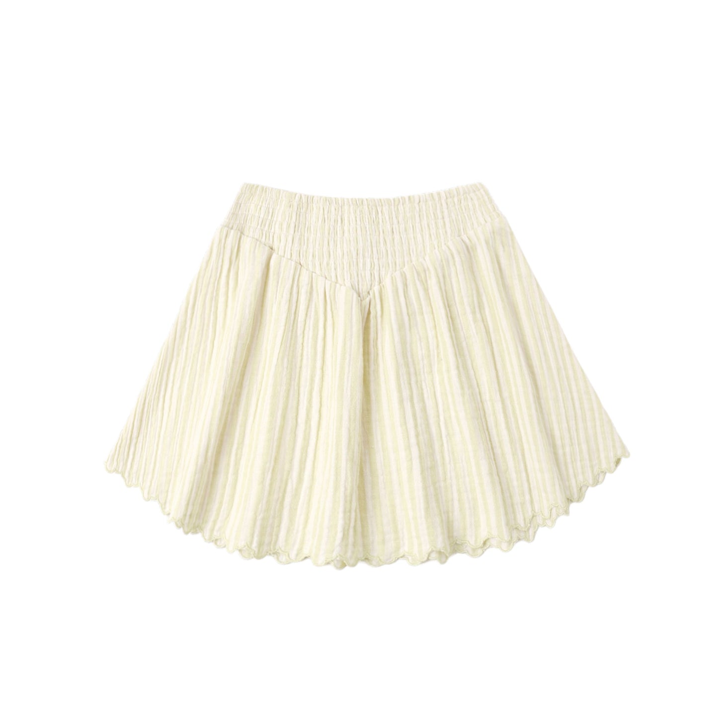 SMOCKED V MINI SKIRT CITRON STRIPE