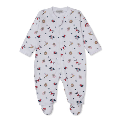 Footie w/Zip Fly Ball Print
