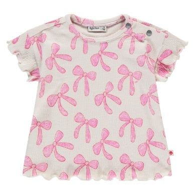 BABY GIRLS SHORT SLEEVE T-SHIRT PINK BOWS