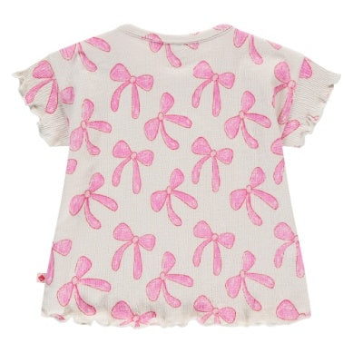 BABY GIRLS SHORT SLEEVE T-SHIRT PINK BOWS