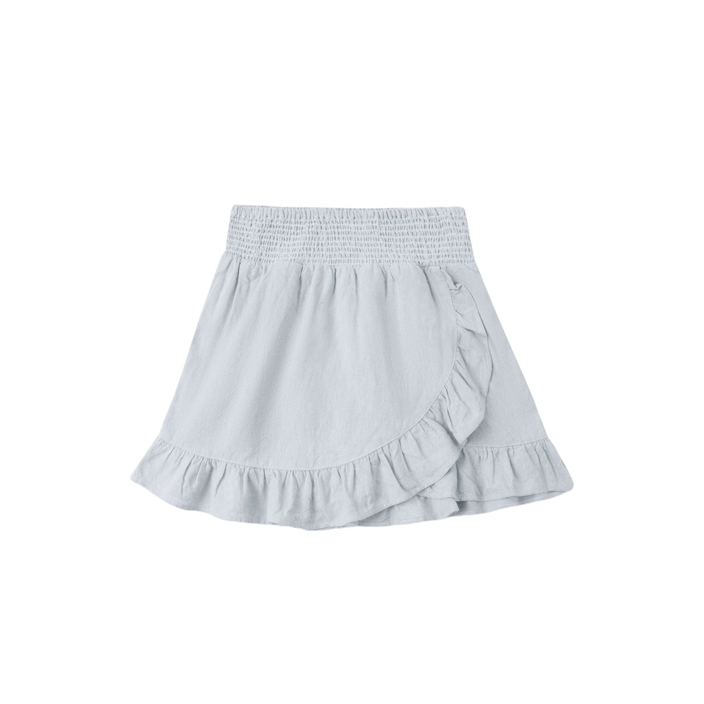 WRAP RUFFLE SKIRT HEATHERED LIGHT BLUE