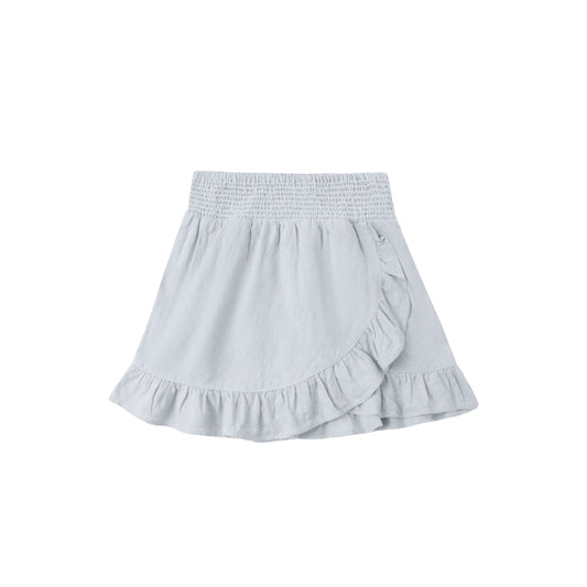 WRAP RUFFLE SKIRT HEATHERED LIGHT BLUE