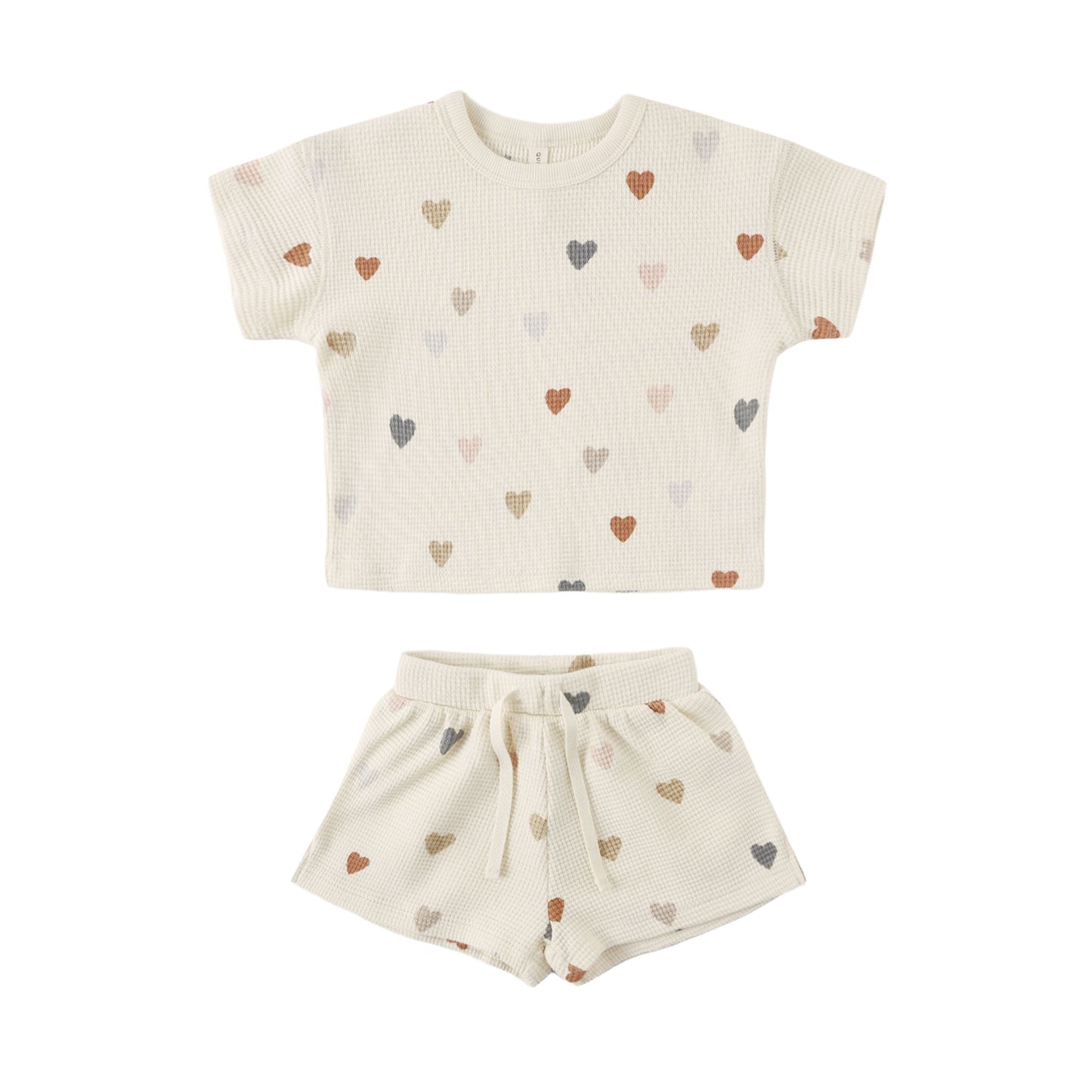 WAFFLE TEE + SHORT SET CONFETTI HEARTS