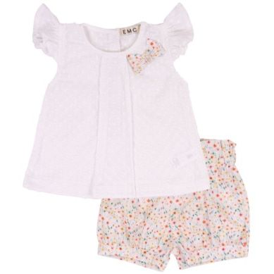 BRODERIE ANGLAISE AND PRINTED MUSLIN SET