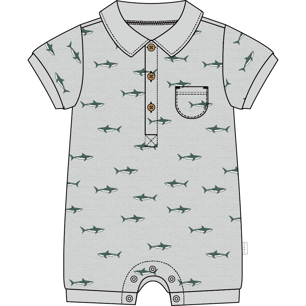 S/S ROMPER KNIT-GREY LT.