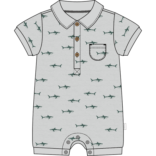 S/S ROMPER KNIT-GREY LT.