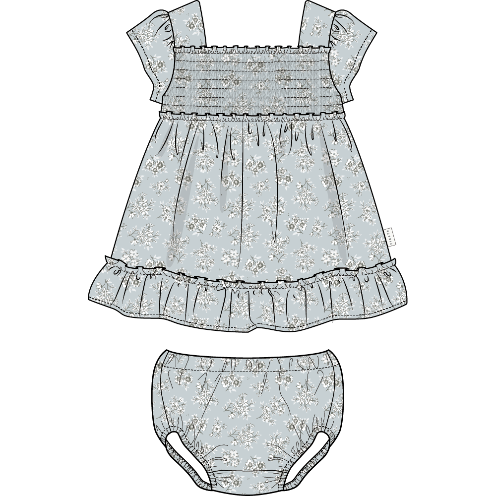 2PC SET: DRESS + BLOOMER WOVEN-BLUE LT.