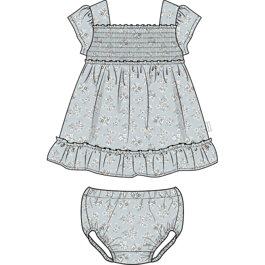 2PC SET: DRESS + BLOOMER WOVEN-BLUE LT.