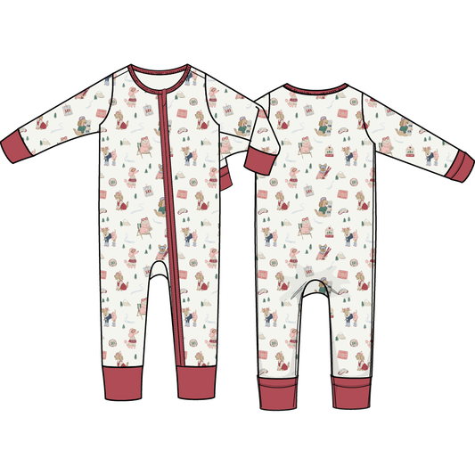 Winter Sports Dogs Pink - Convertible Romper