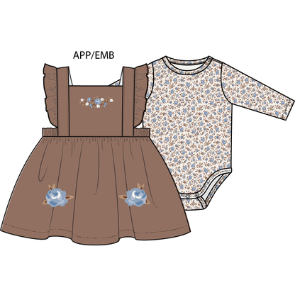 Hazel Floral - Pinafore Dress and Long Sleeve Bodysuit Set