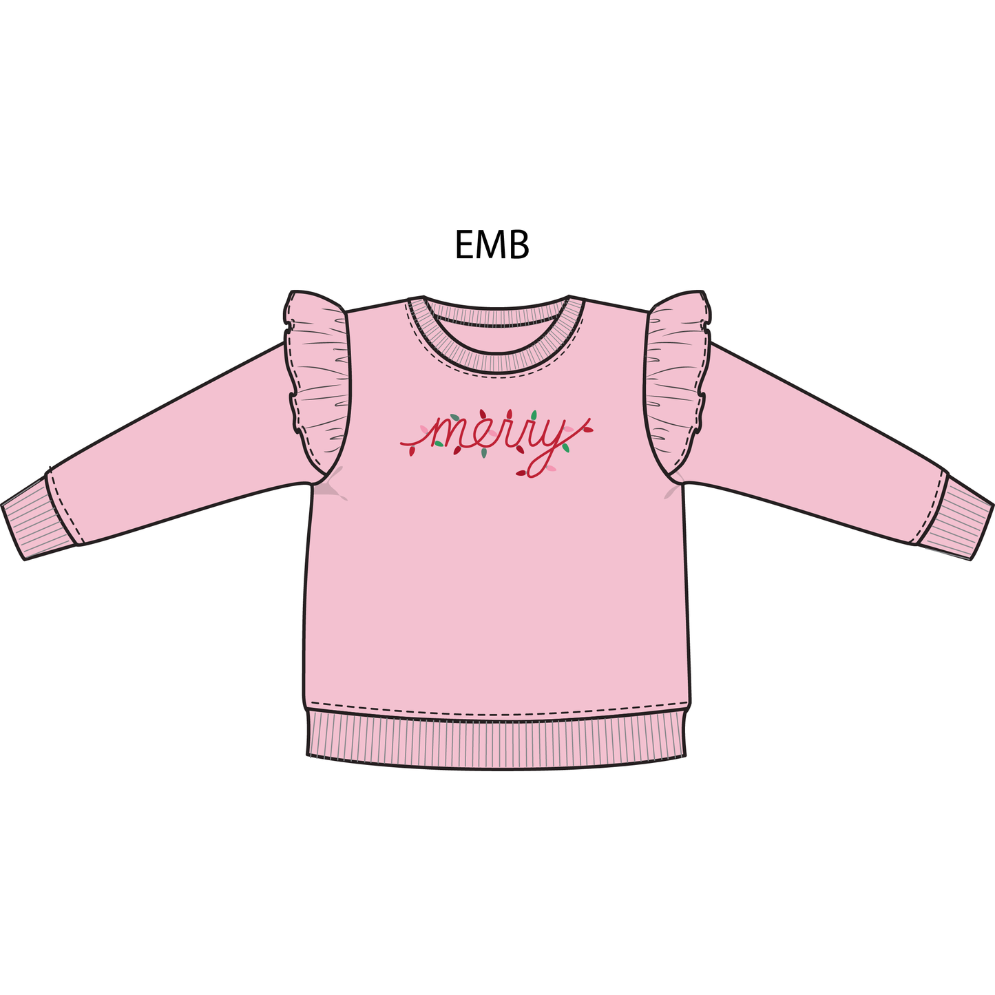 Christmas Lights Merry - Ruffle Sweatshirt