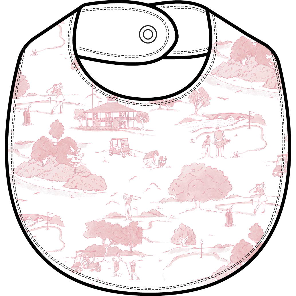 Golf Toile Pink - Feeding Bib