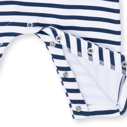 Football Navy - Long Sleeve Snap Shoulder Romper