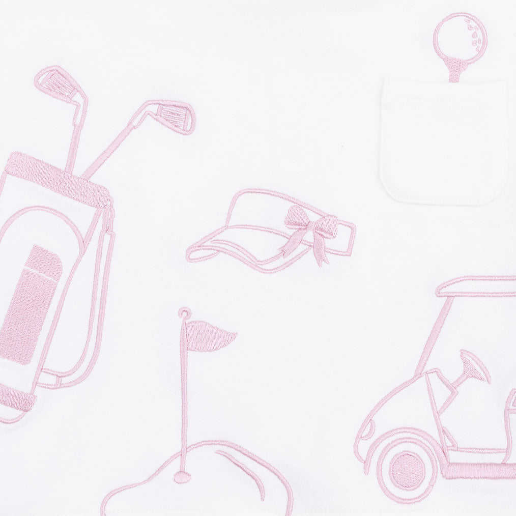 Golf - Drop Sleeve Sweatshirt White and Pink