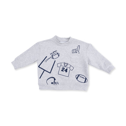 Football Navy - Drop Sleeve Sweatshirt