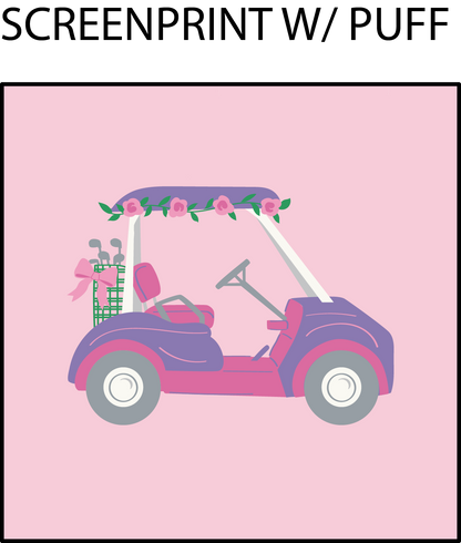 Golf - Pink Golf Cart Long Sleeve Ruffle Tee