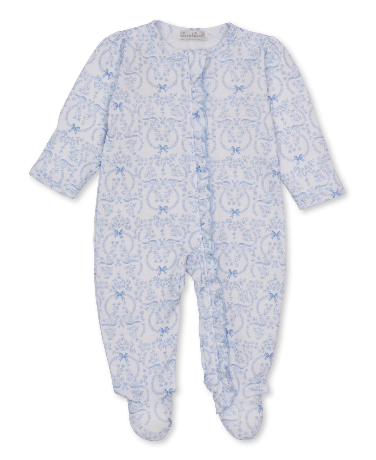 Delicate Blooming Bows Light Blue Footie w/Zip