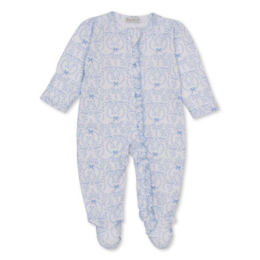 Delicate Blooming Bows Light Blue Footie w/Zip